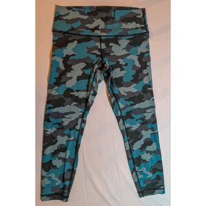 Lululemon Wunder Under HR 25" Leggings Heritage 365 Camo Tidewater Teal Size 12